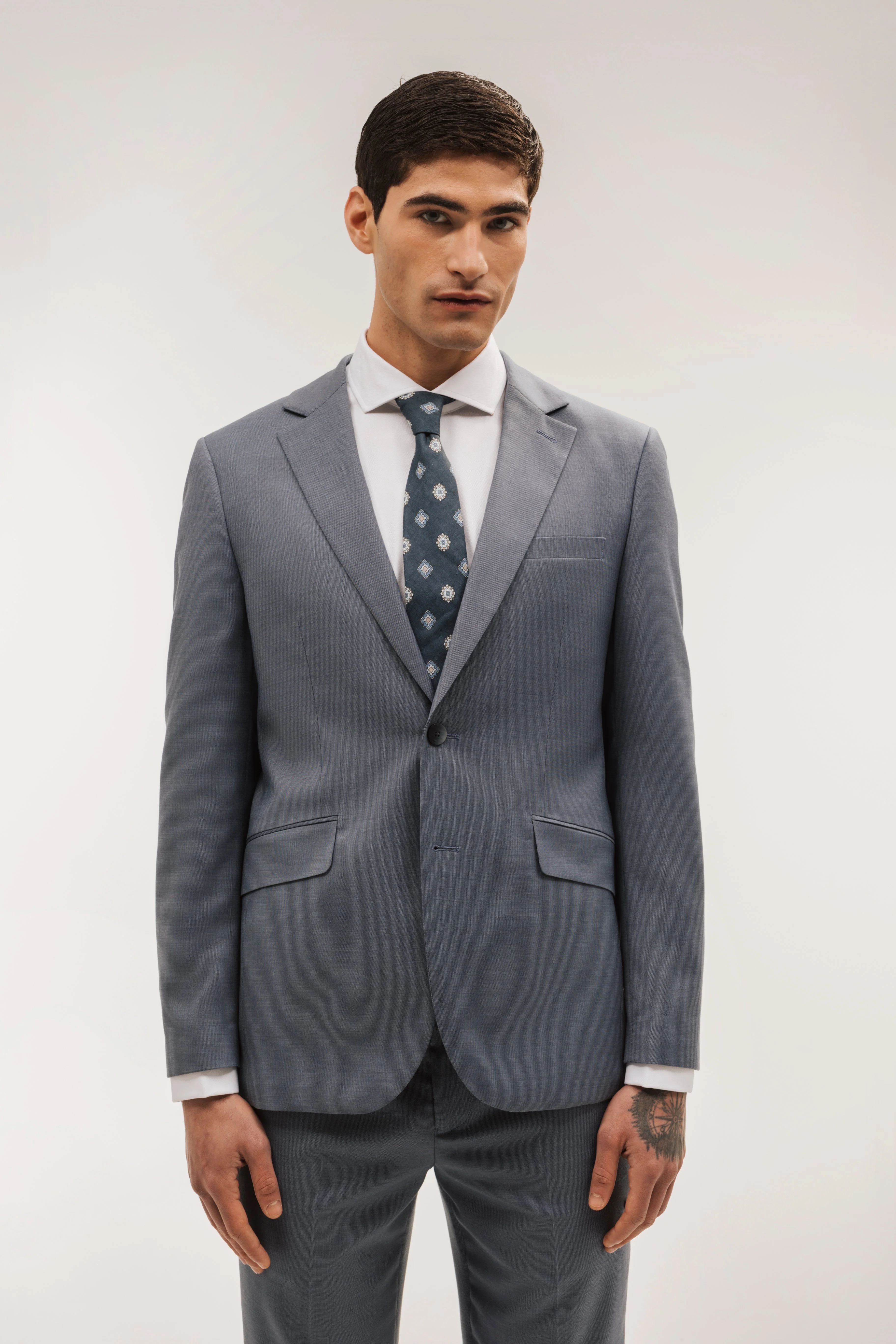 Americana traje slim fit falso liso