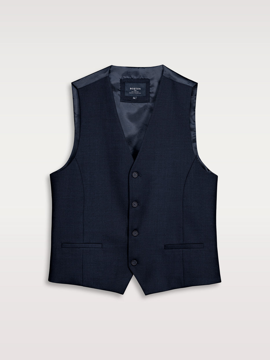 Chaleco traje lana slim fit falso liso