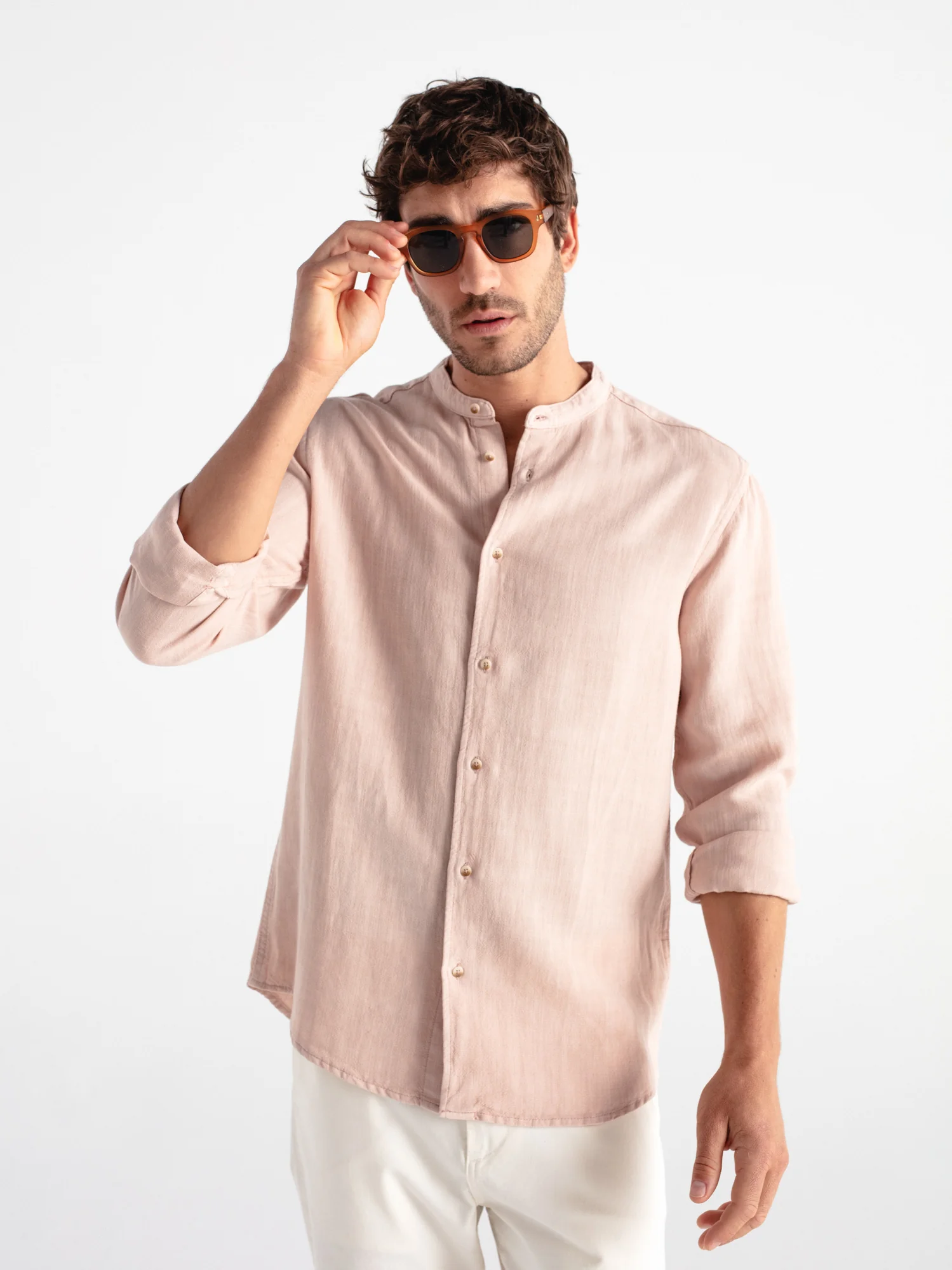 Camisa lino cuello mao