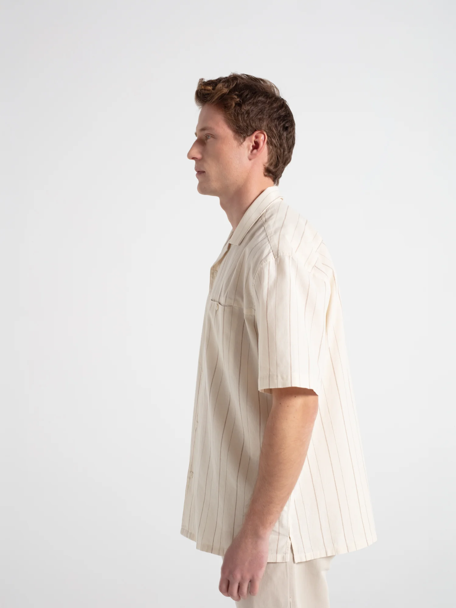 Camisa lino manga corta rayas - Image 3