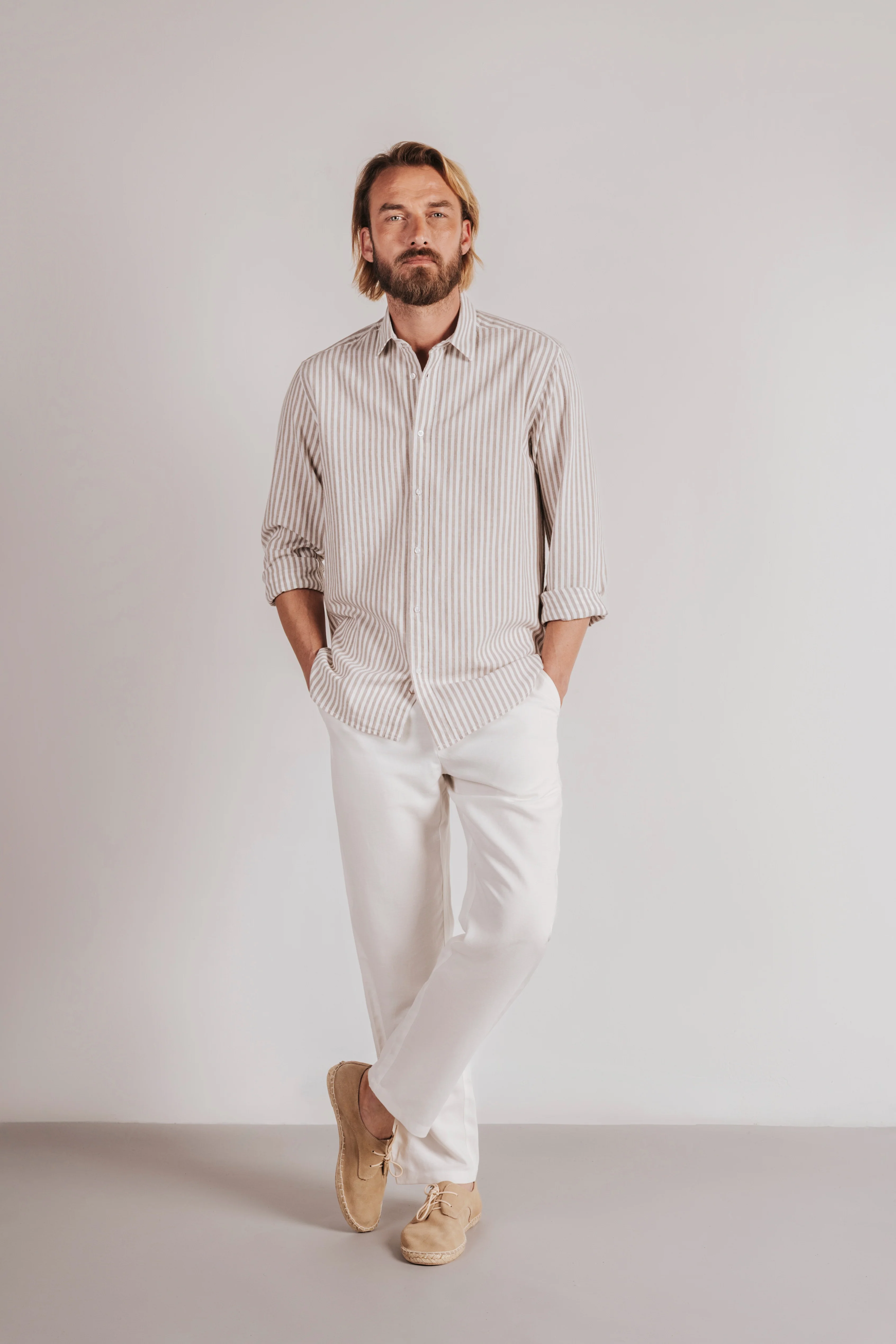 Camisa regular fit lino rayas - Image 3