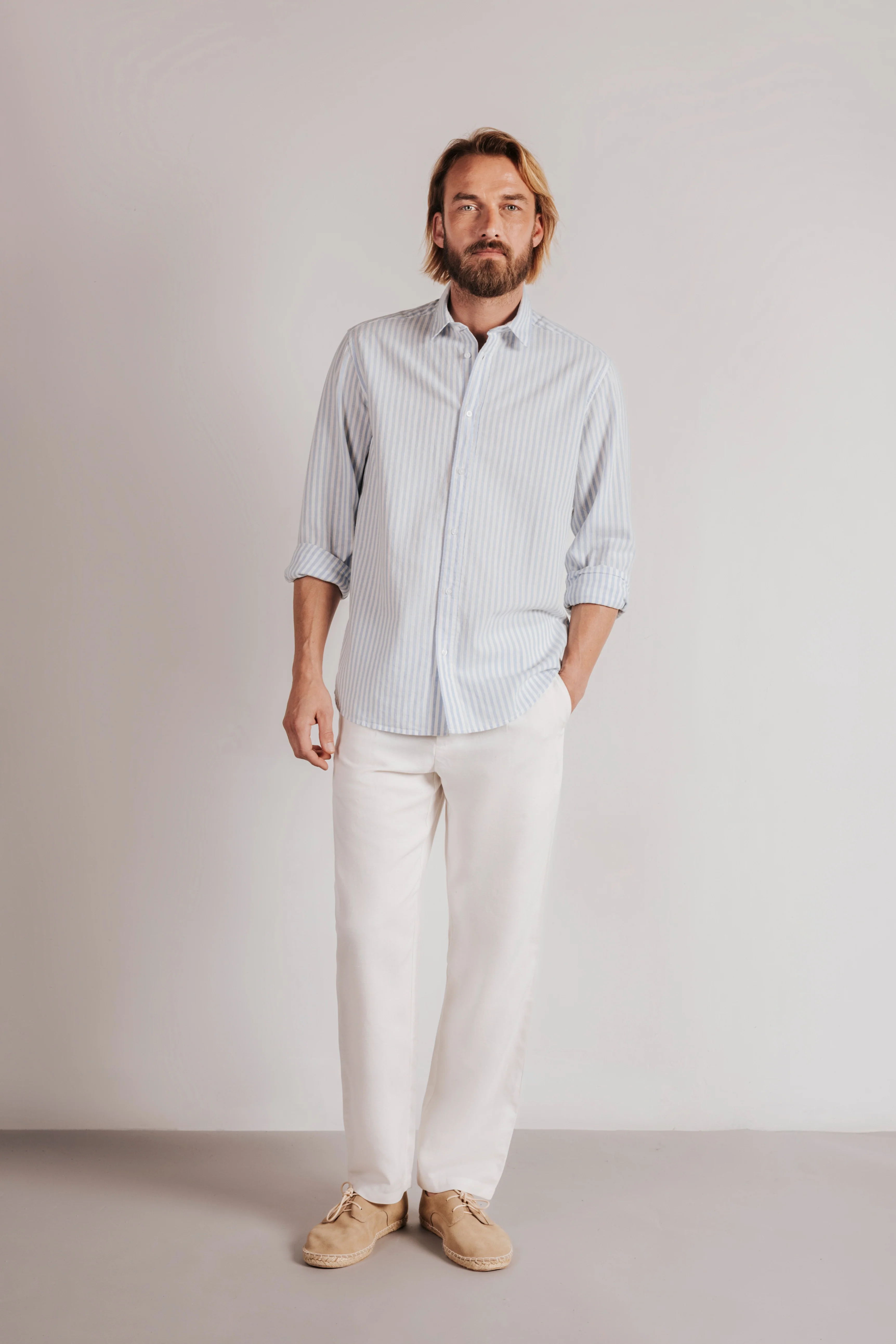 Camisa regular fit lino rayas - Image 2