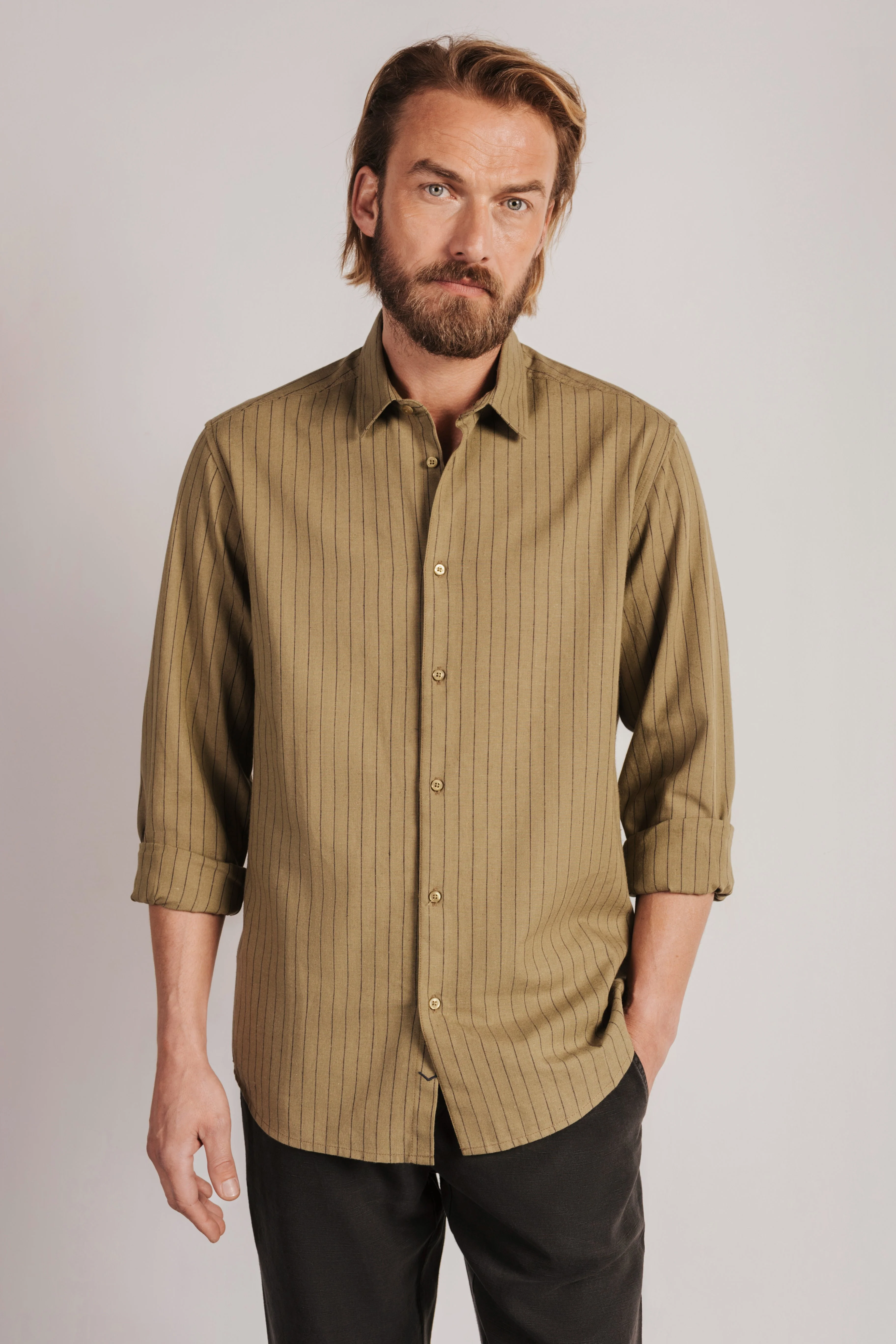 Camisa regular fit rayas lino - Image 3