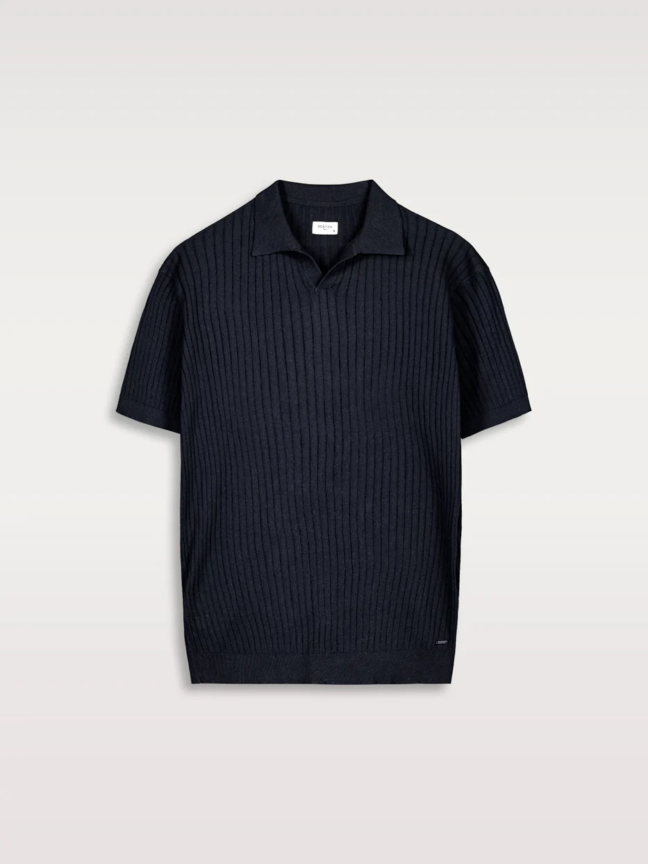 Polo tricot canalé